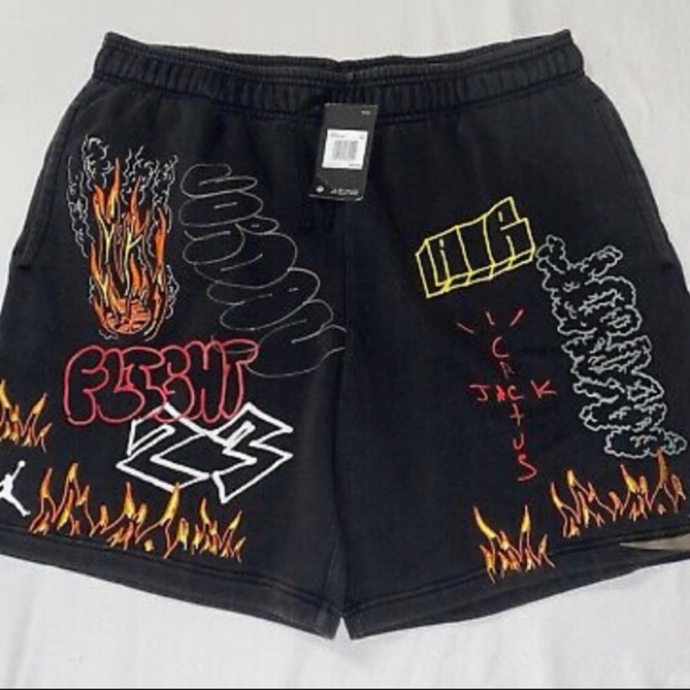 Jordan Travis Scott Black Fleece Sweat Shorts Men's
